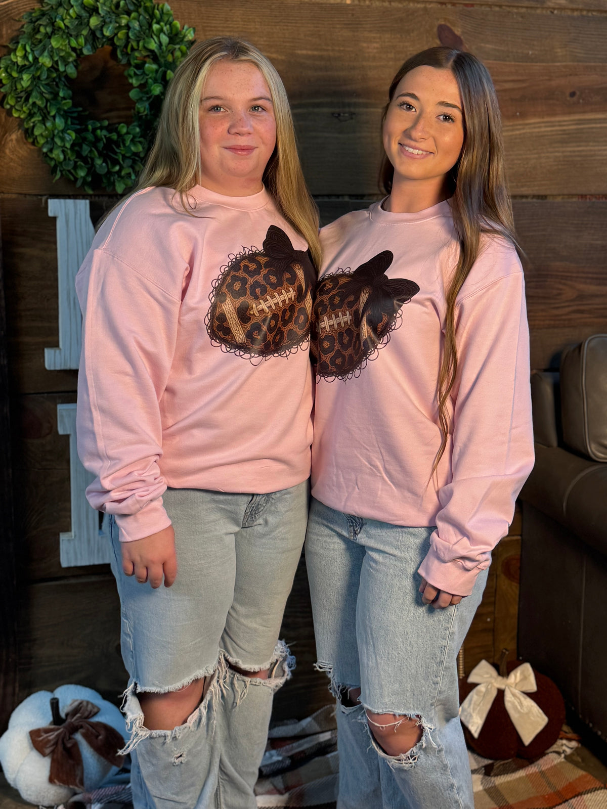 Leopard Football Pink Graphic Sweatshirt