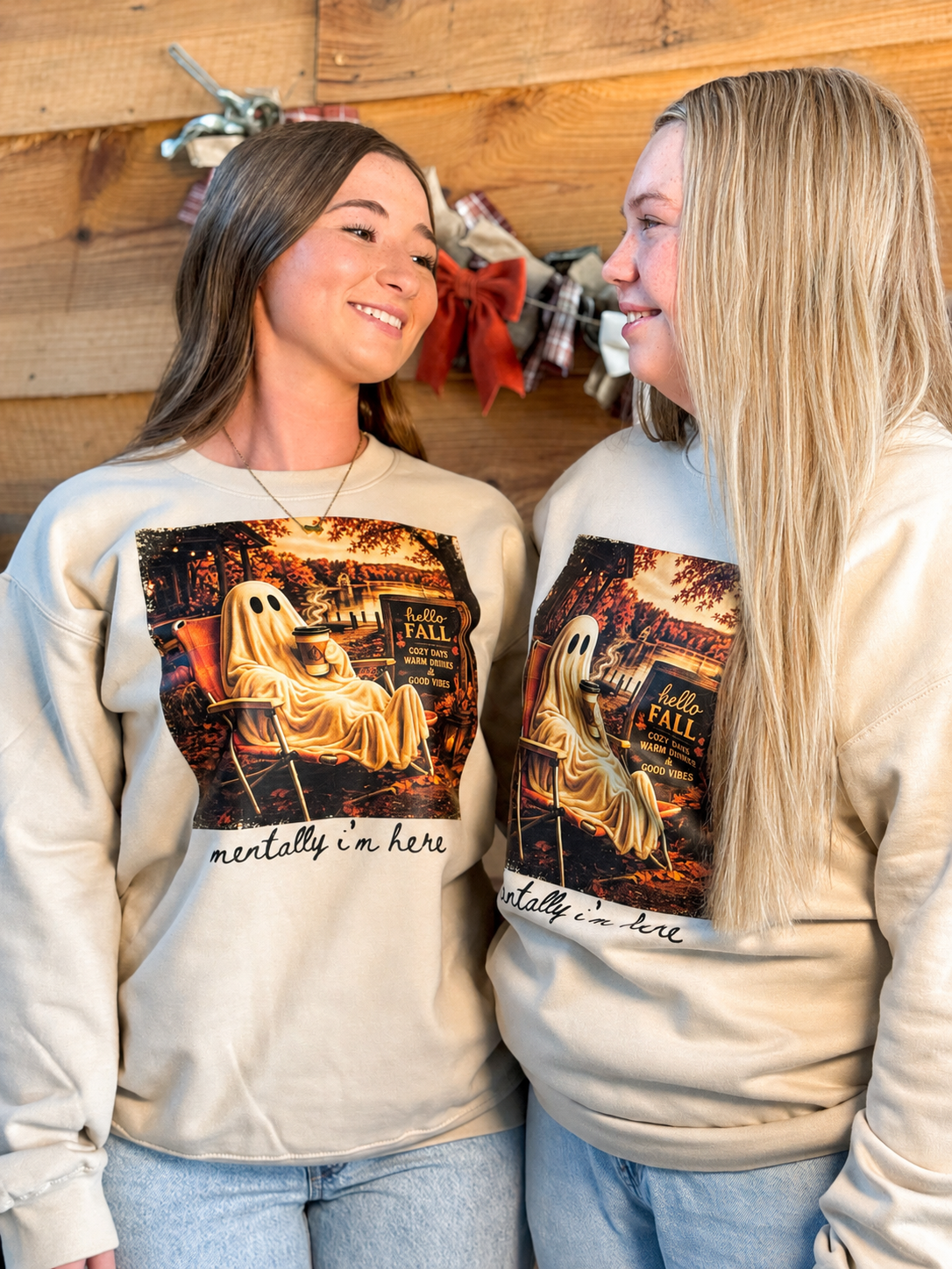 Mentally I'm Here Fall Ghost Crewneck