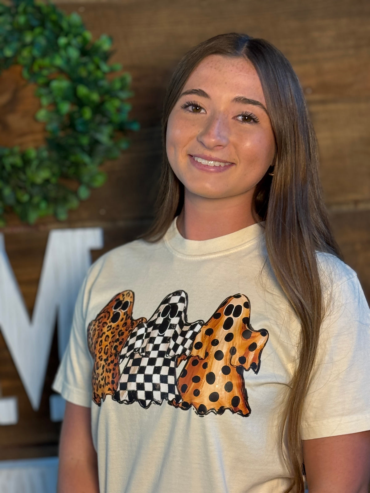 Leopard & Checkered Ghost Graphic Tee