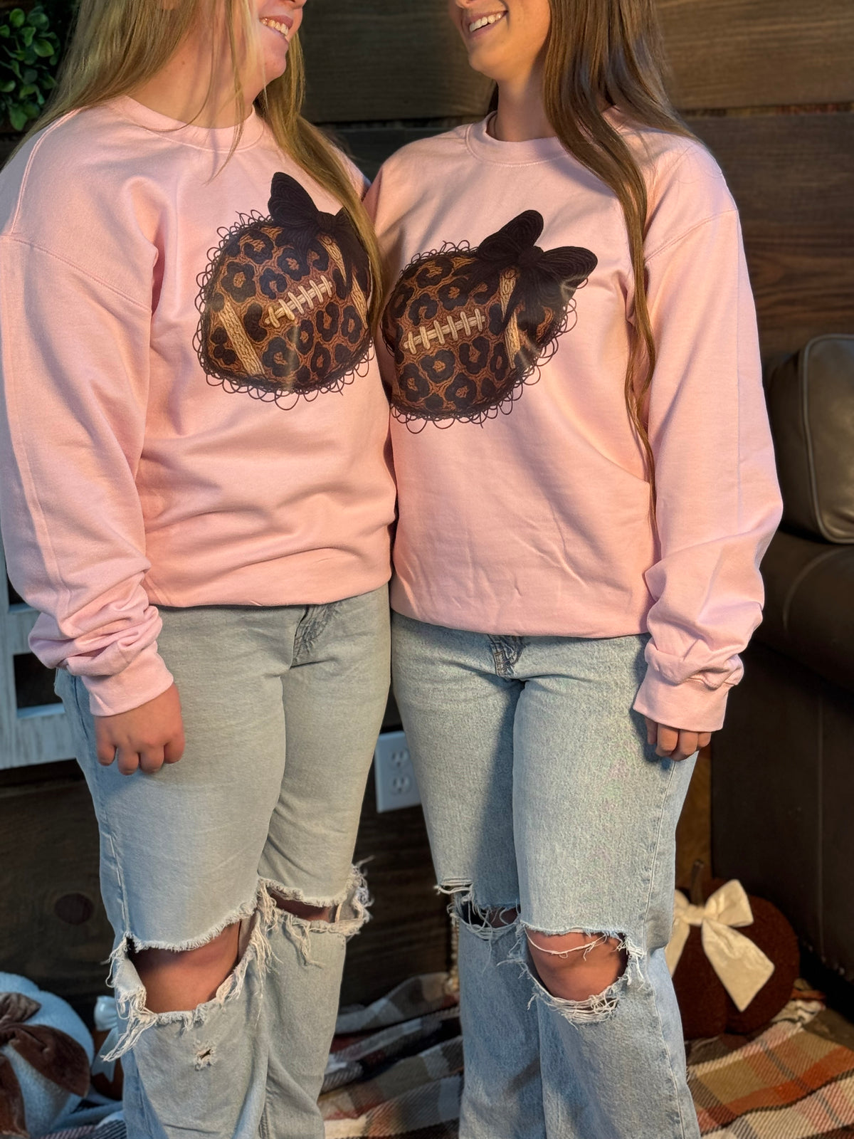 Leopard Football Pink Graphic Sweatshirt