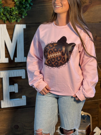 Leopard Football Pink Graphic Sweatshirt